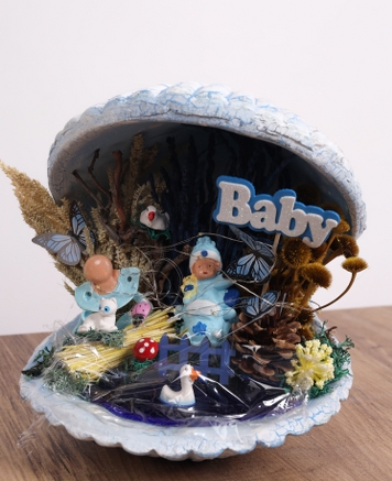 Mavi Midye Kabuu Bebek Hediyesi  Erkek Bebek Doum Hediyesi