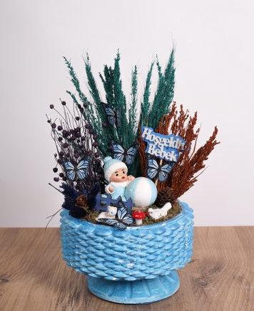Hogeldin Erkek Bebek Temal Dekoratif Aranjman