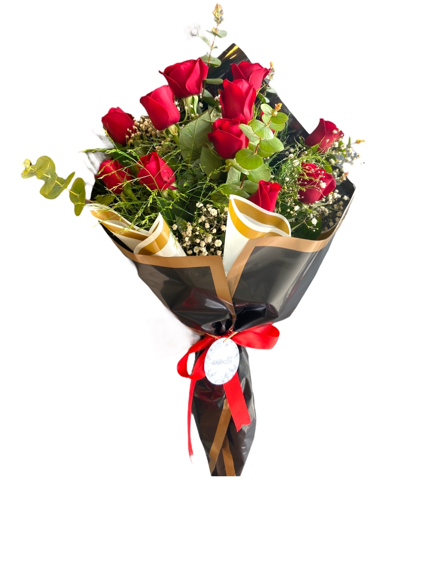 11 Adet Kırmızı Gülden Oluşan Buket