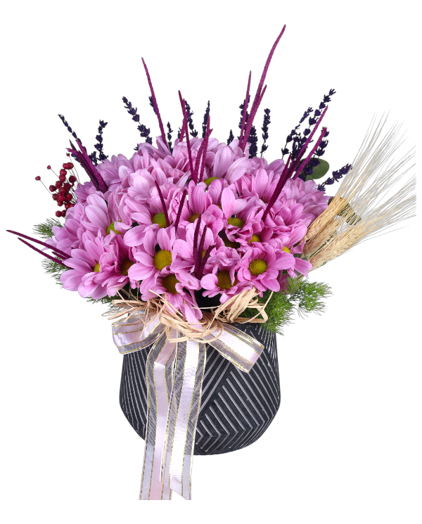 Özel Seramikte Pembe Papatyalar