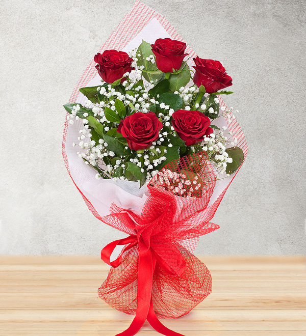 5 Adet Kırmızı Gül Buketi