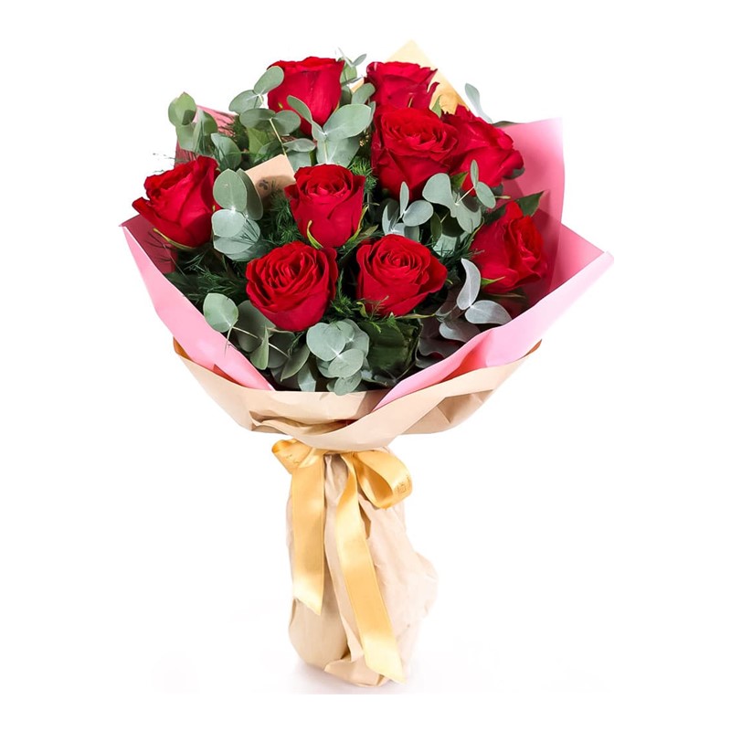 9 Kırmızı Gül Buketi