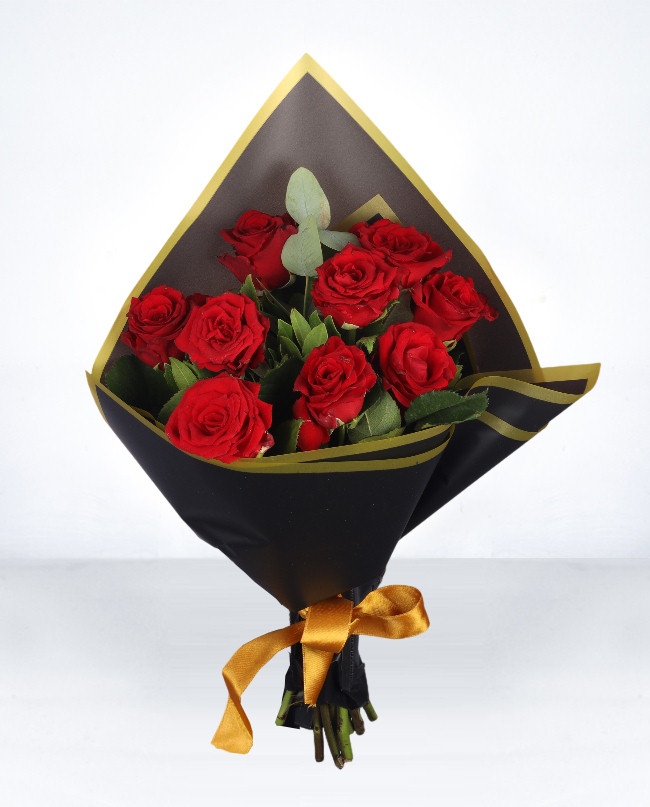 9 Adet Kırmızı Gül Buketi