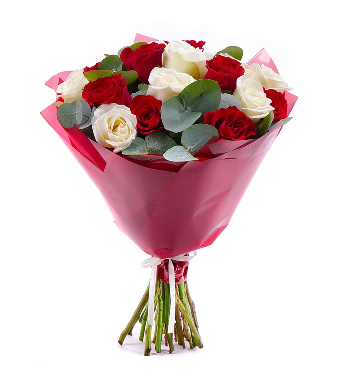 Kırmızı Beyaz Gül Buketi 15