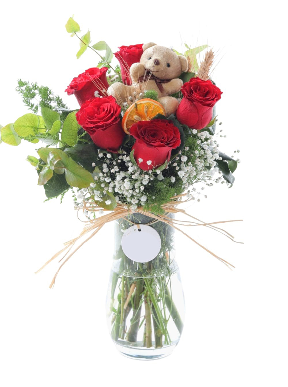 Vazoda 5 K�rm�z� G�l ve Ay�c�klar